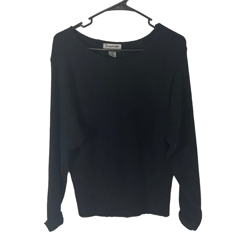 Tamaron Medium Vintage Silk Angora Lambswool Black Crochet Sweater Grunge‎ Twee